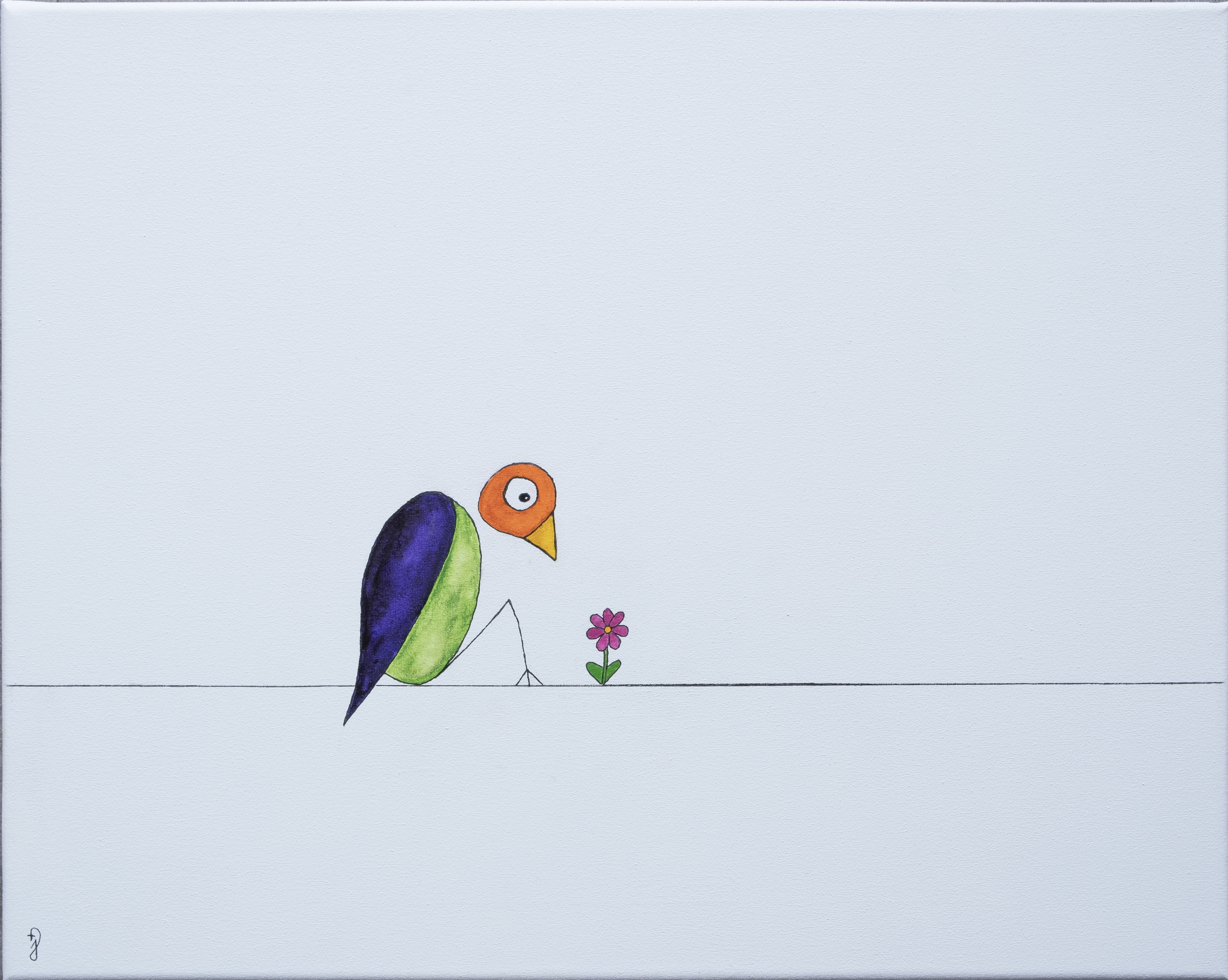 Juffrouw Springtouw, Bird and flower Juffrouw Springtouw, Bird and flower