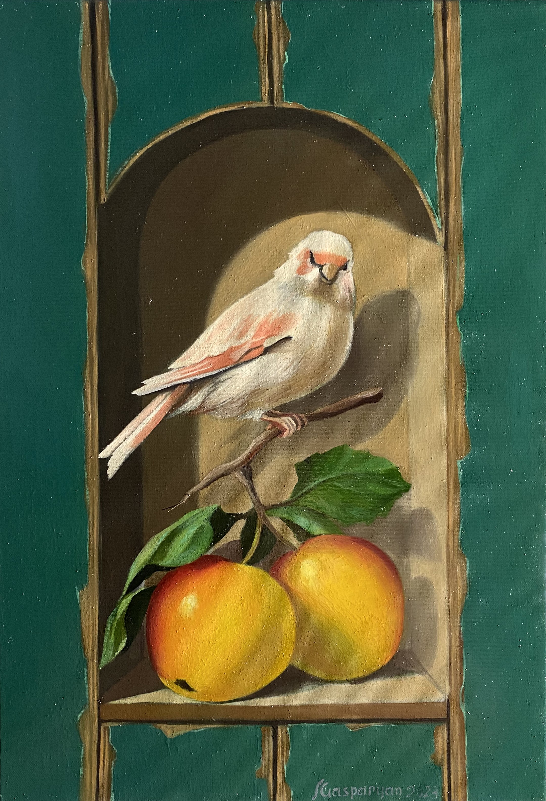 Ara Gasparyan, Still life with bird and apple Ara Gasparyan, Still life with bird and apple