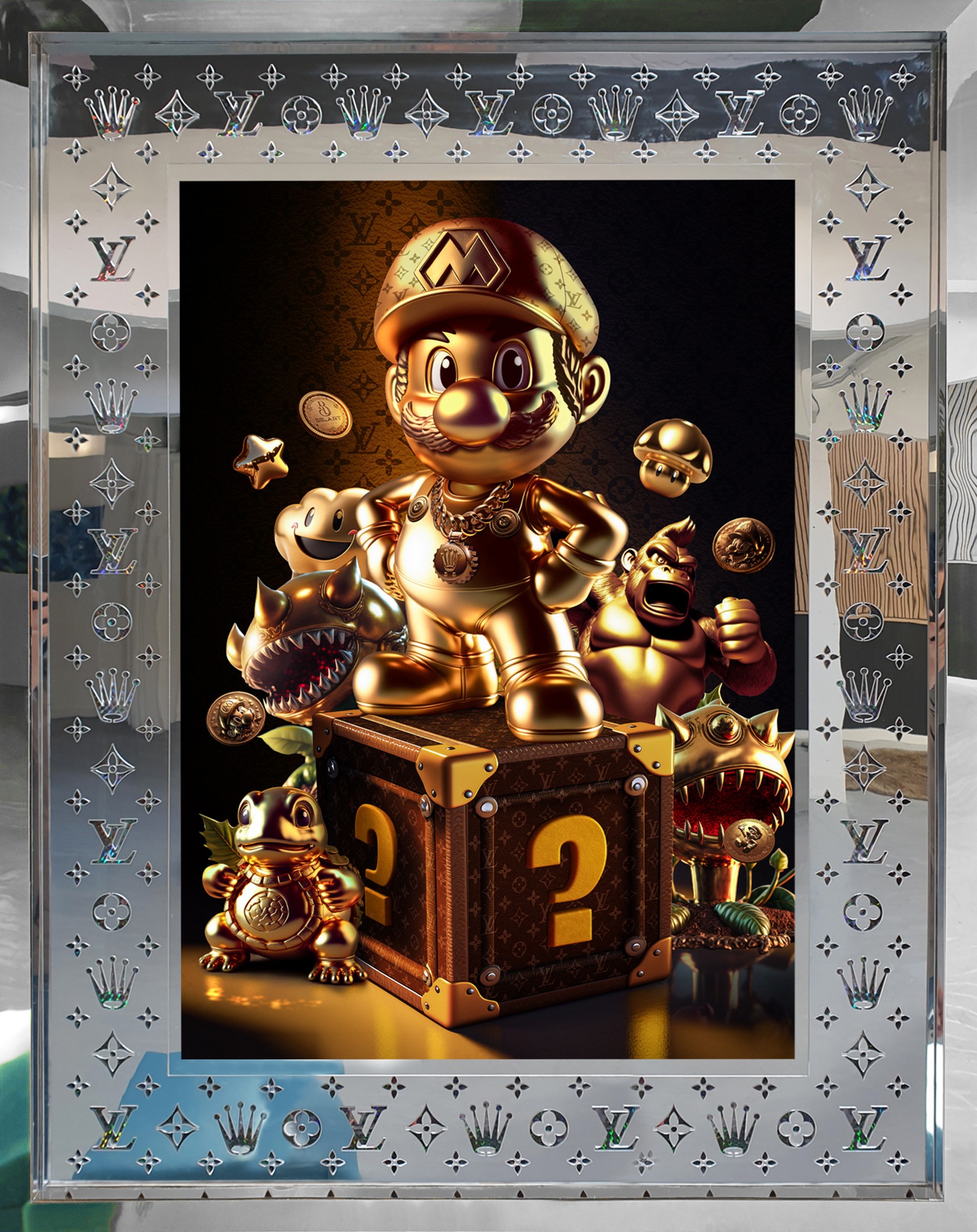 ▷ Super Mario - Game Over - Louis Vuitton and Rolex Frame by Belart  Collective, 2022, Print