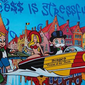 Gemälde, Success is Stressful - Mr. Monopoly & Richie Rich in Bruges, Belart Collective