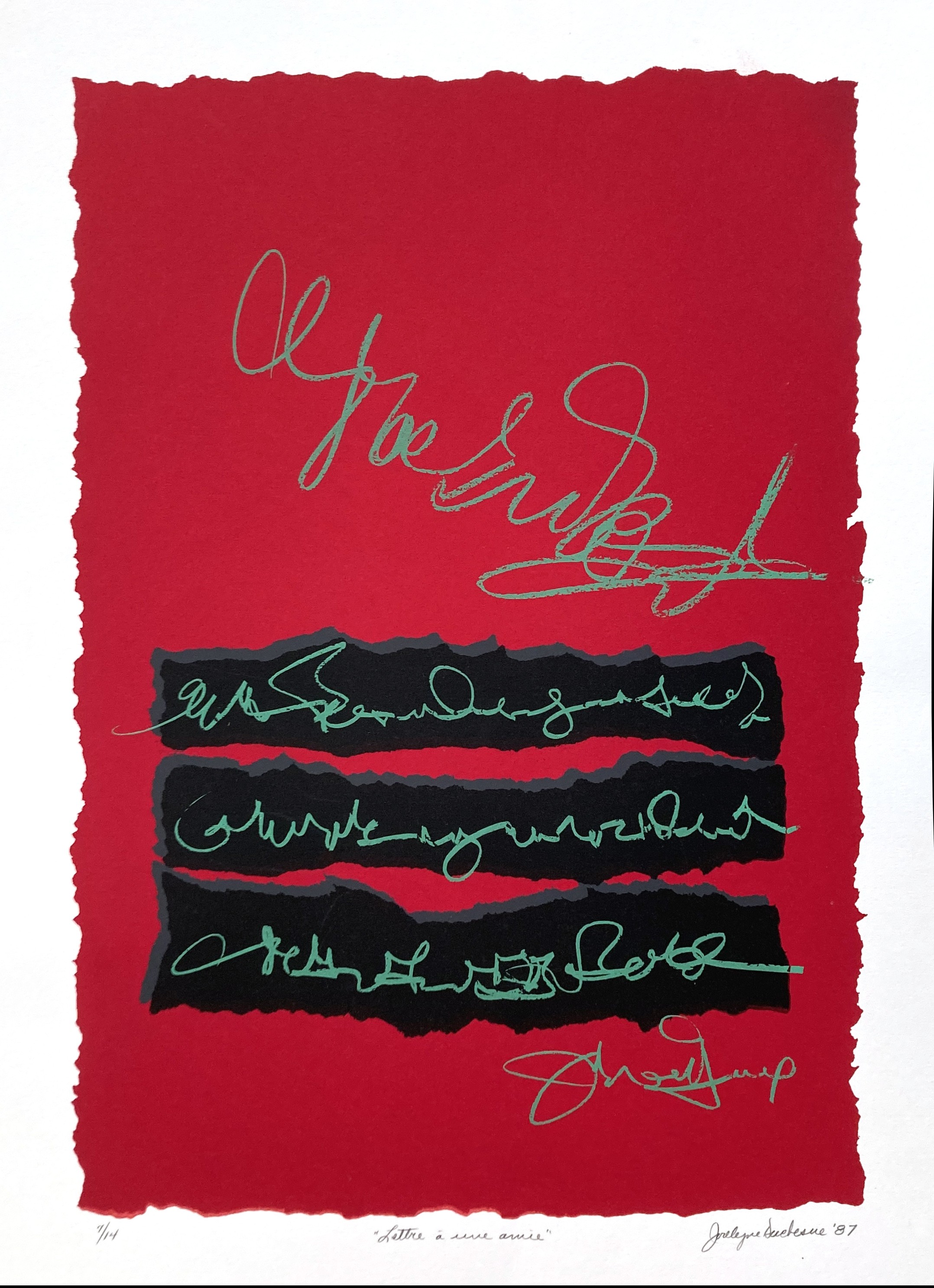 Jocelyne Duchesne, Lettre à une amie Jocelyne Duchesne, Lettre à une amie