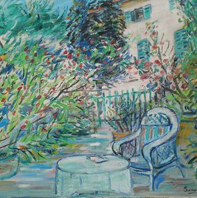 Painting, Maison rose à Magagnosc - ref BDNW11569, Robert Savary