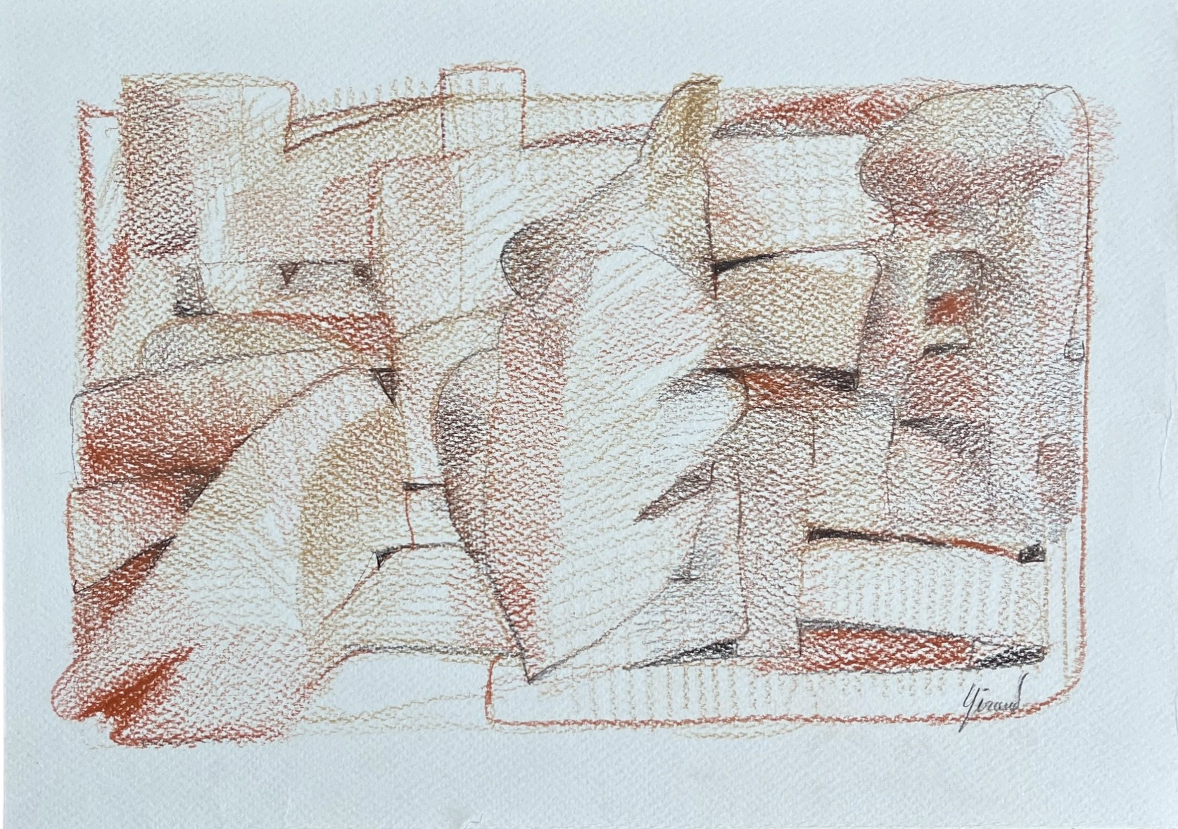 Joel Giraud, Dessin ocre et brun Joel Giraud, Dessin ocre et brun