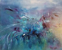 Gemälde, Abstrait bleu violet 4, Nadine de Lespinats