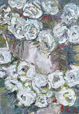 Peinture, White roses, Roman Dub