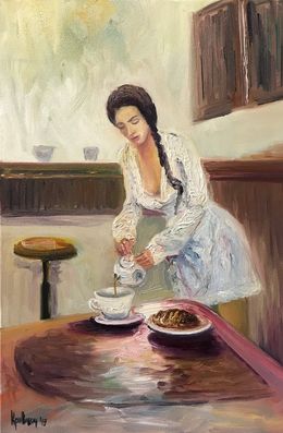 Peinture, Girl with a coffee pot, Kateryna Krivchach