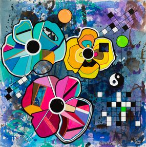 Peinture, Rainbow poppies flowers série Fleurs, Pavots, Tags et Graffitis, Aurélie Pfaadt LadyPoppies