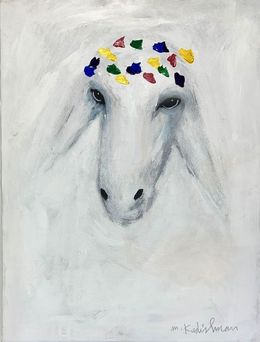 White sheep with a crown, Menashe Kadishman