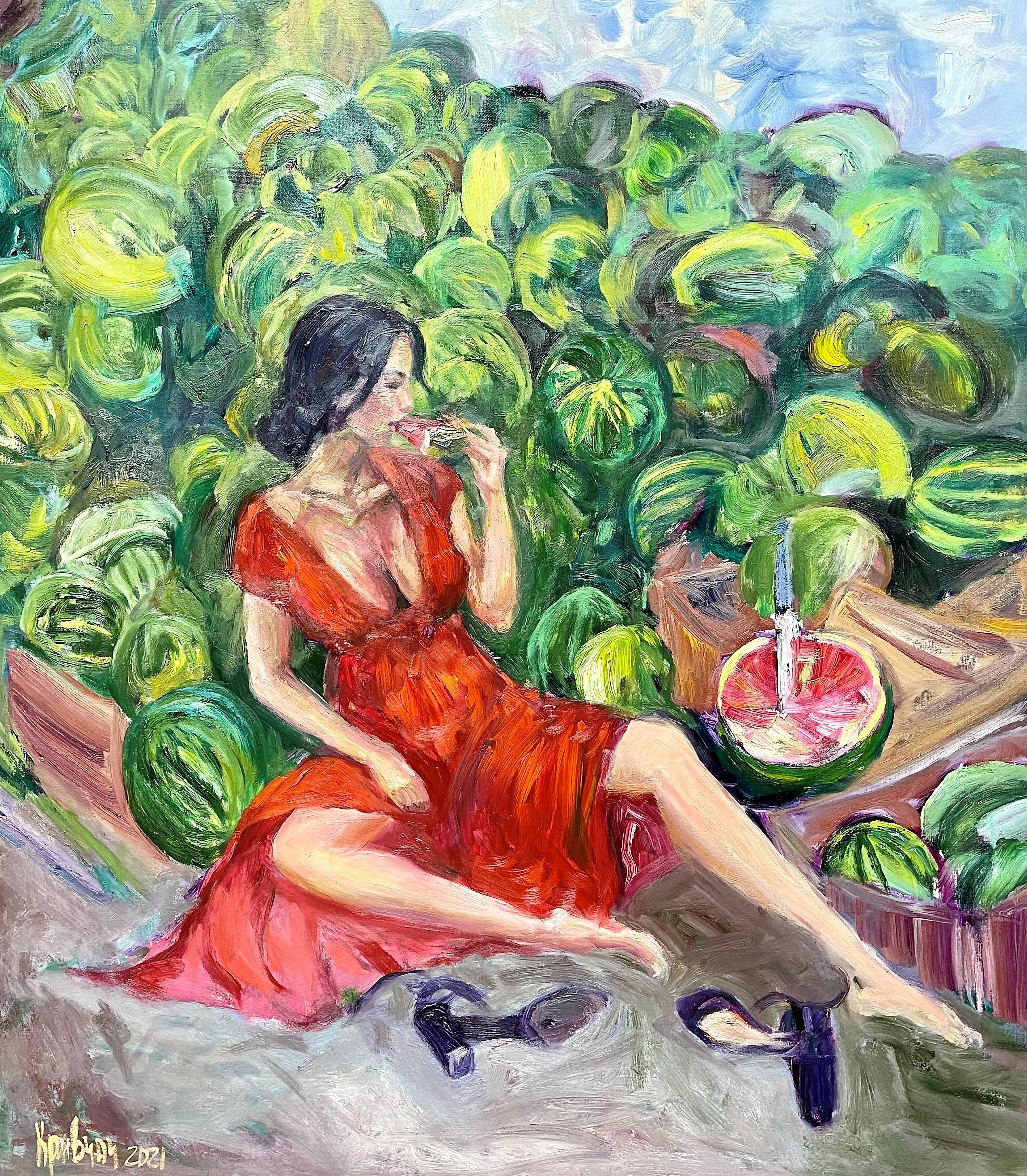 Kateryna Krivchach, Girl with watermelons Kateryna Krivchach, Girl with watermelons