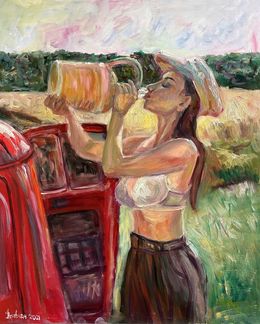 Peinture, Girl with wine, Kateryna Krivchach