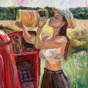 Gemälde, Girl with wine, Kateryna Krivchach