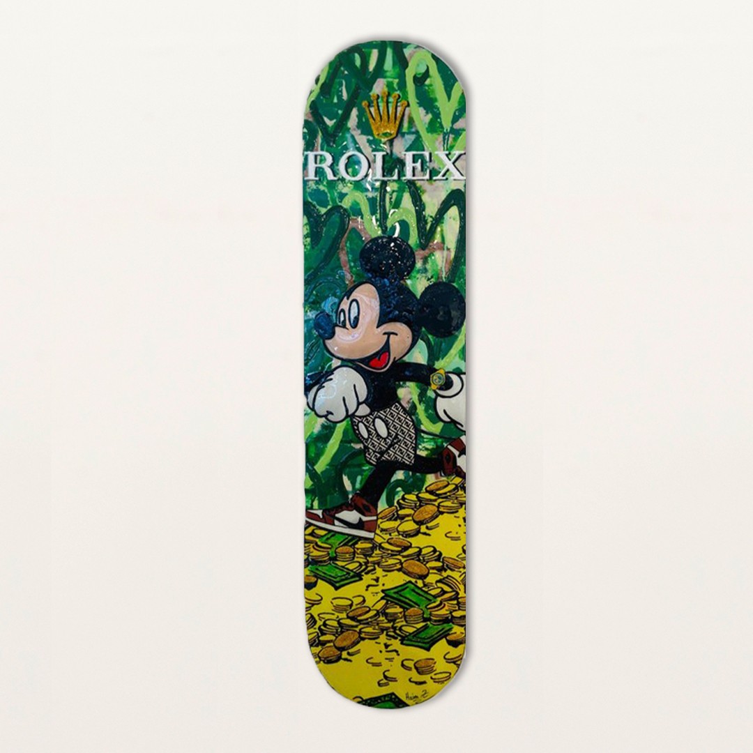 Haim Zanzouri, Rolex Mouse - Skateboard art - Hand made Haim Zanzouri, Rolex Mouse - Skateboard art - Hand made