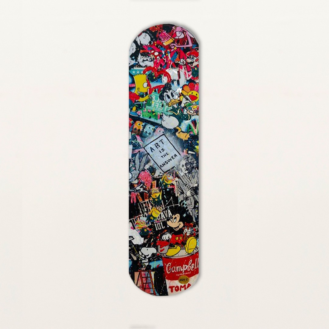 Haim Zanzouri, Art is the answer - version II Skateboard art - Hand made Haim Zanzouri, Art is the answer - version II Skateboard art - Hand made