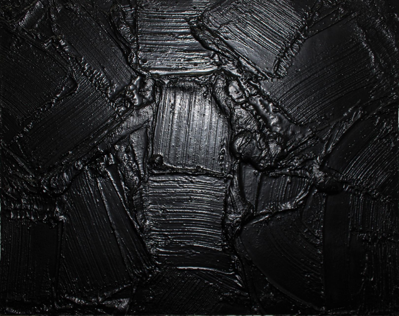 ▷ Obsidian Dream - gestural abstract black painting by Belart Collective,  2022, Painting