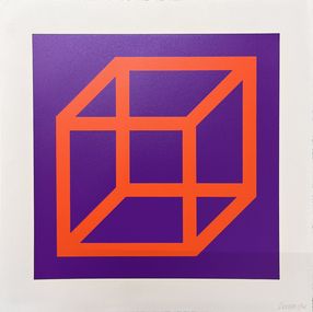 Open cube in color on color, 24. Orange on Purple, Sol LeWitt