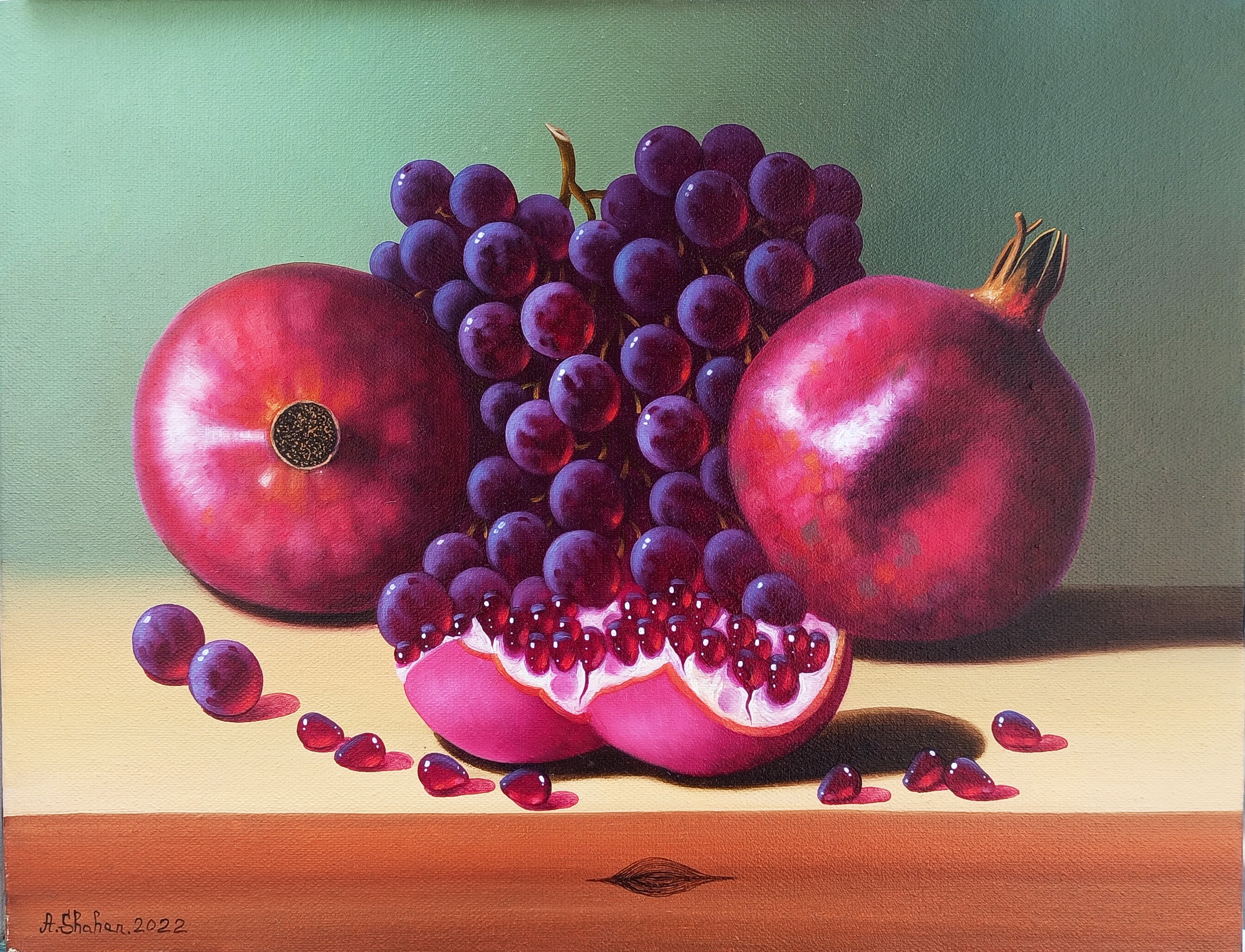 Shahen Aleksandryan, Still life - pomegranate and grapes Shahen Aleksandryan, Still life - pomegranate and grapes