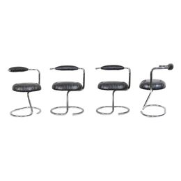 Design, Set of 4 black Cobra chairs, Giotto Stoppino