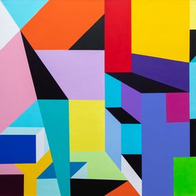 Painting, Fragments de vie 1 - série abstraction géométrique, Francia Craineguy dite Mona