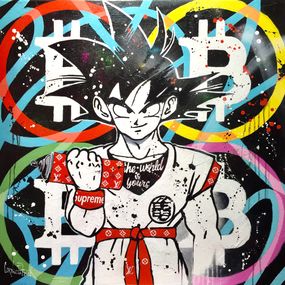 Gemälde, Son Goku loves Louis Vuitton, Bitcoin and blue graffiti, Patrick Cornée