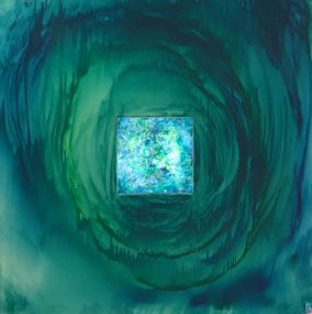 Painting, Ethereal Harmony in Apple Green and Turquoise Blue, Tiny de Bruin
