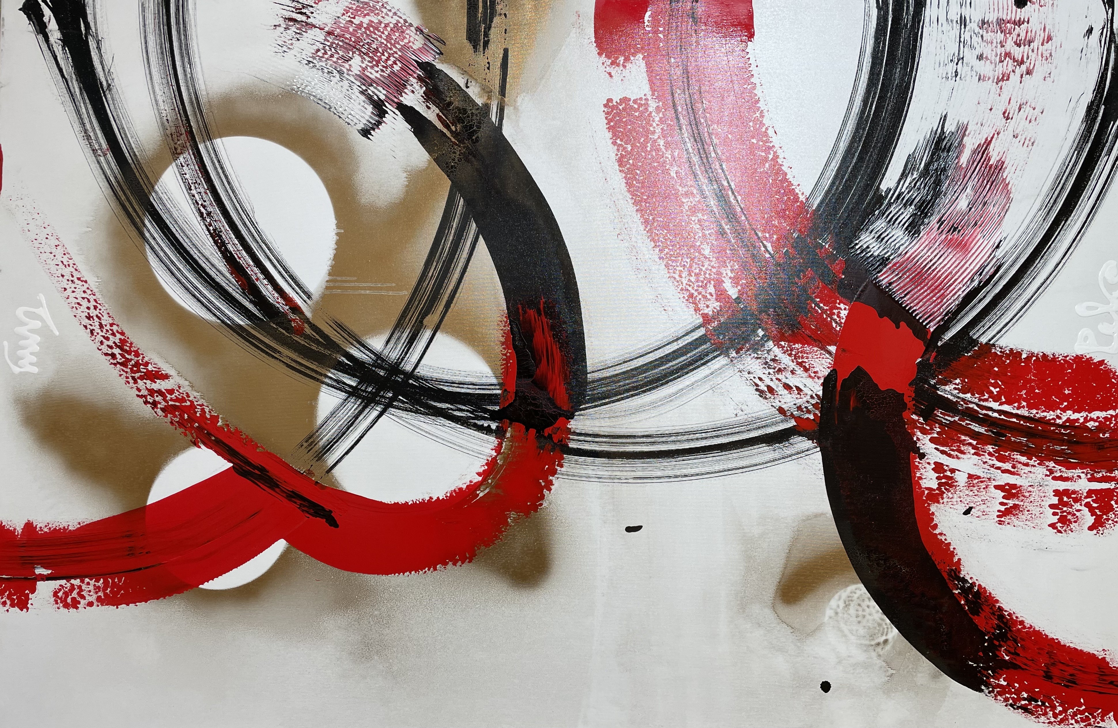 Tiny de Bruin, A symphony of golden, red, and black in circles and ovals Tiny de Bruin, A symphony of golden, red, and black in circles and ovals