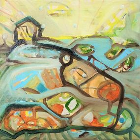 Painting, Tiny home with a view, Judith Christine Riemer