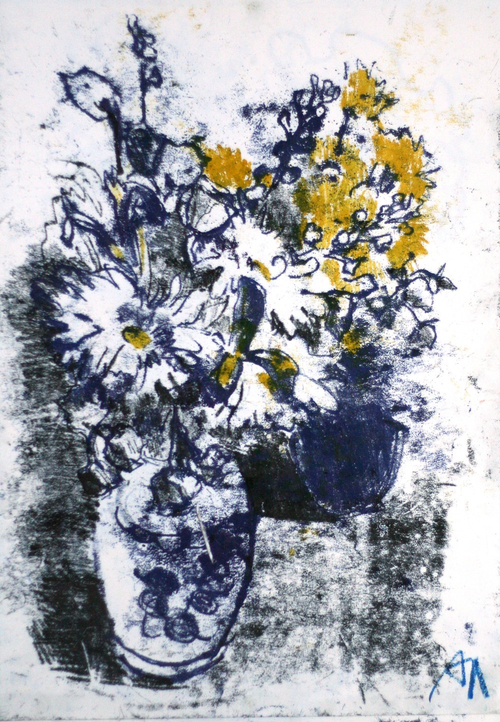 Anna Lageda, Two bouquets. Easel painting with ink watercolour. Anna Lageda, Two bouquets. Easel painting with ink watercolour.