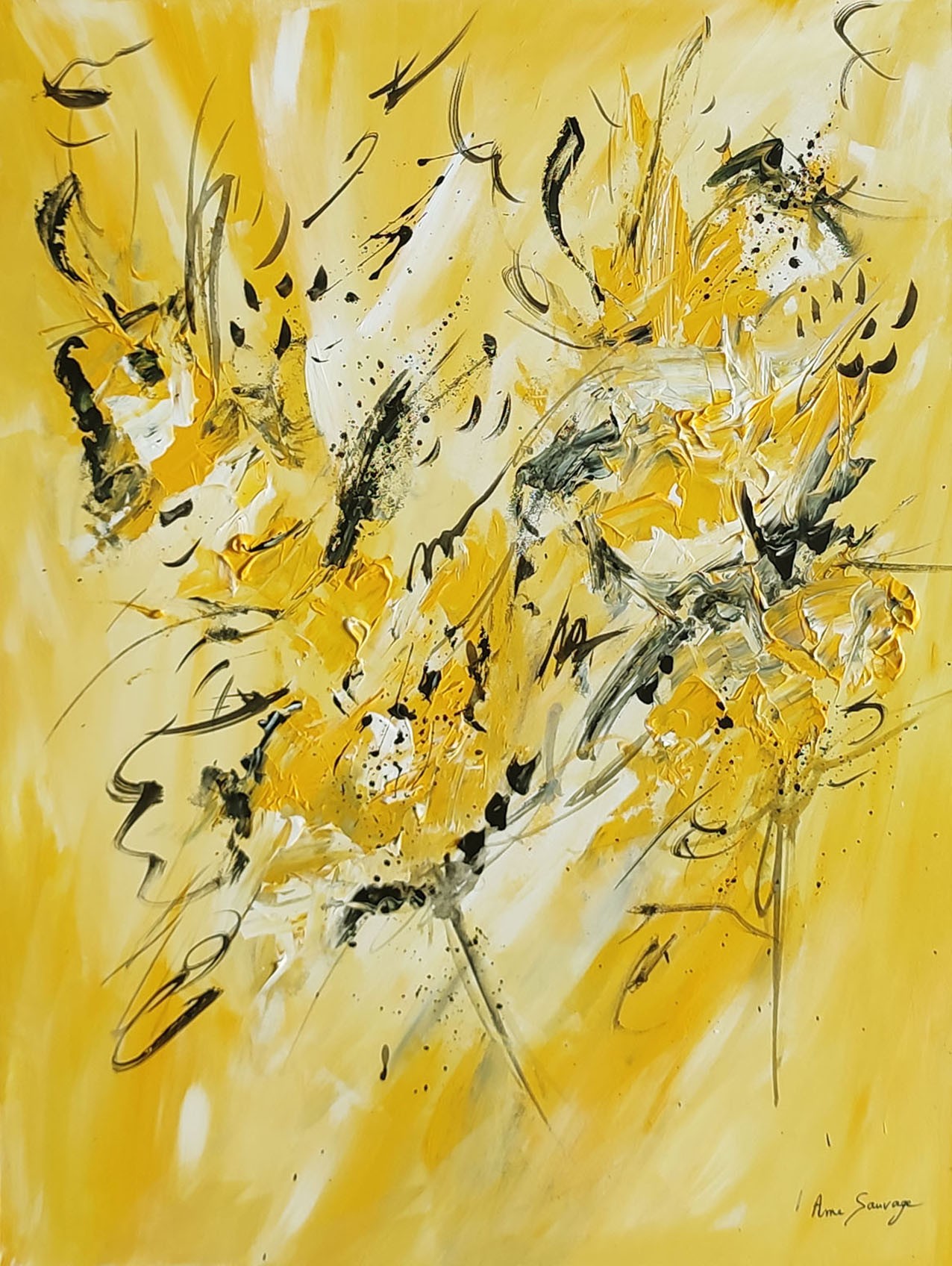 Âme Sauvage, Chaude symphonie - peinture monochrome jaune Âme Sauvage, Chaude symphonie - peinture monochrome jaune