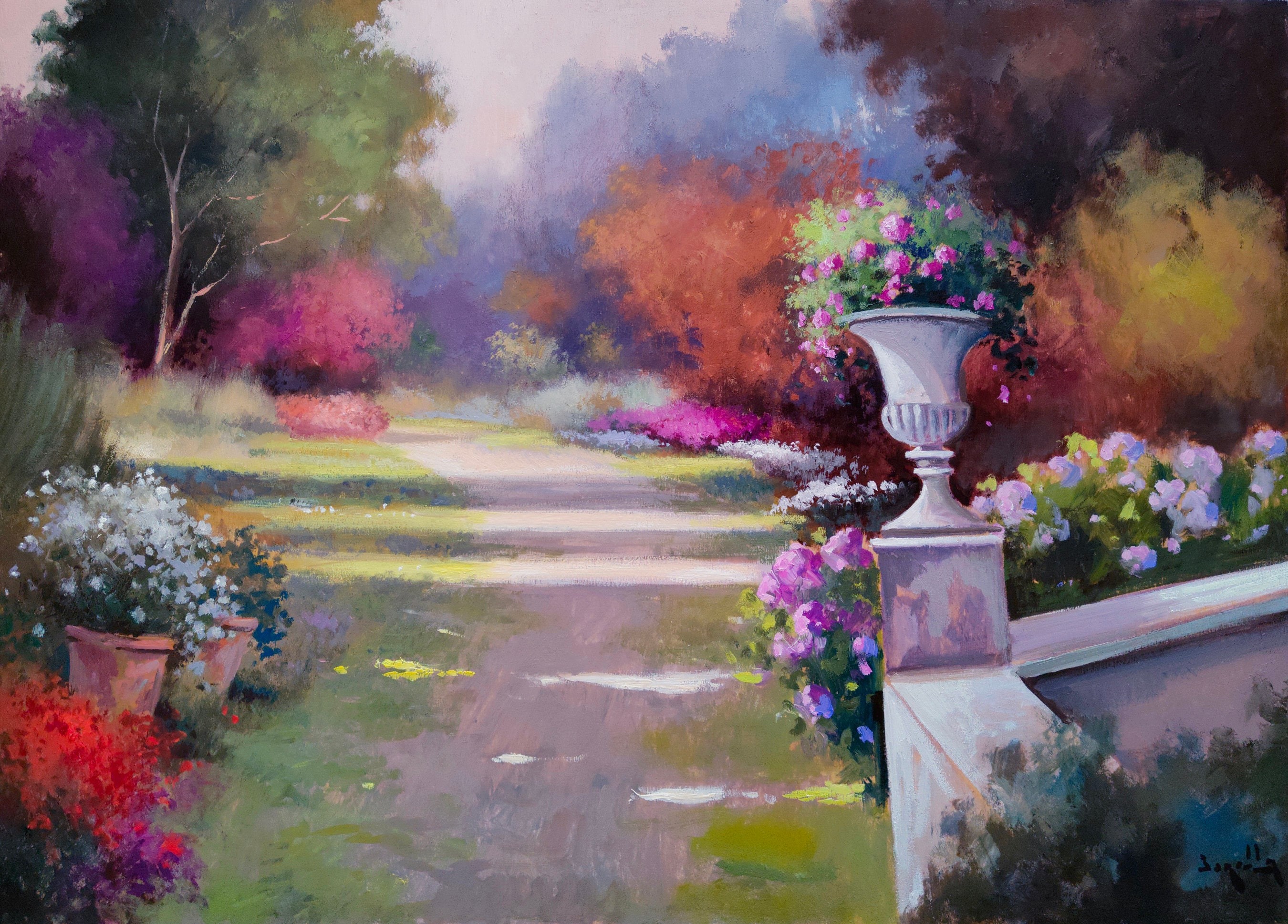 Andrea Borella, Garden path - Italian villas painting Andrea Borella, Garden path - Italian villas painting