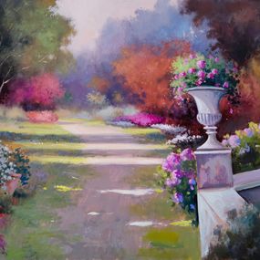 Painting, Garden path - Italian villas painting, Andrea Borella