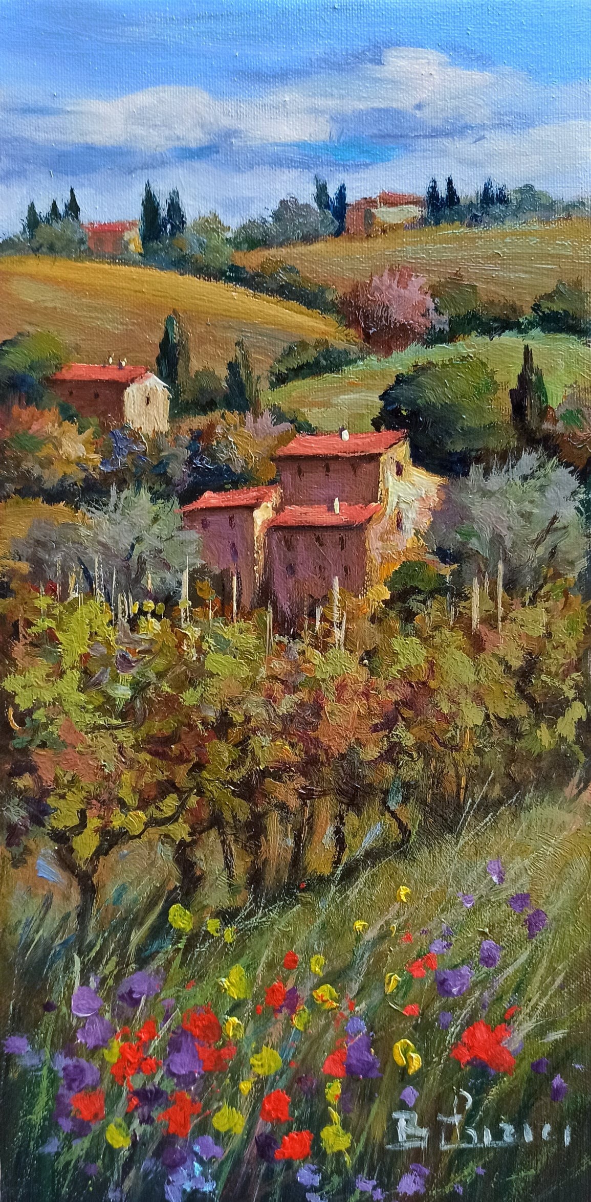Bruno Chirici, Flowering vineyard - Tuscany landscape Bruno Chirici, Flowering vineyard - Tuscany landscape