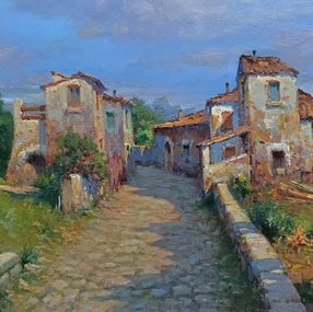 Peinture, Old country village - Tuscany landscape painting, Claudio Pallini