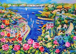 Gemälde, Portofino Gulf - Italy painting, Alfredo Grimaldi