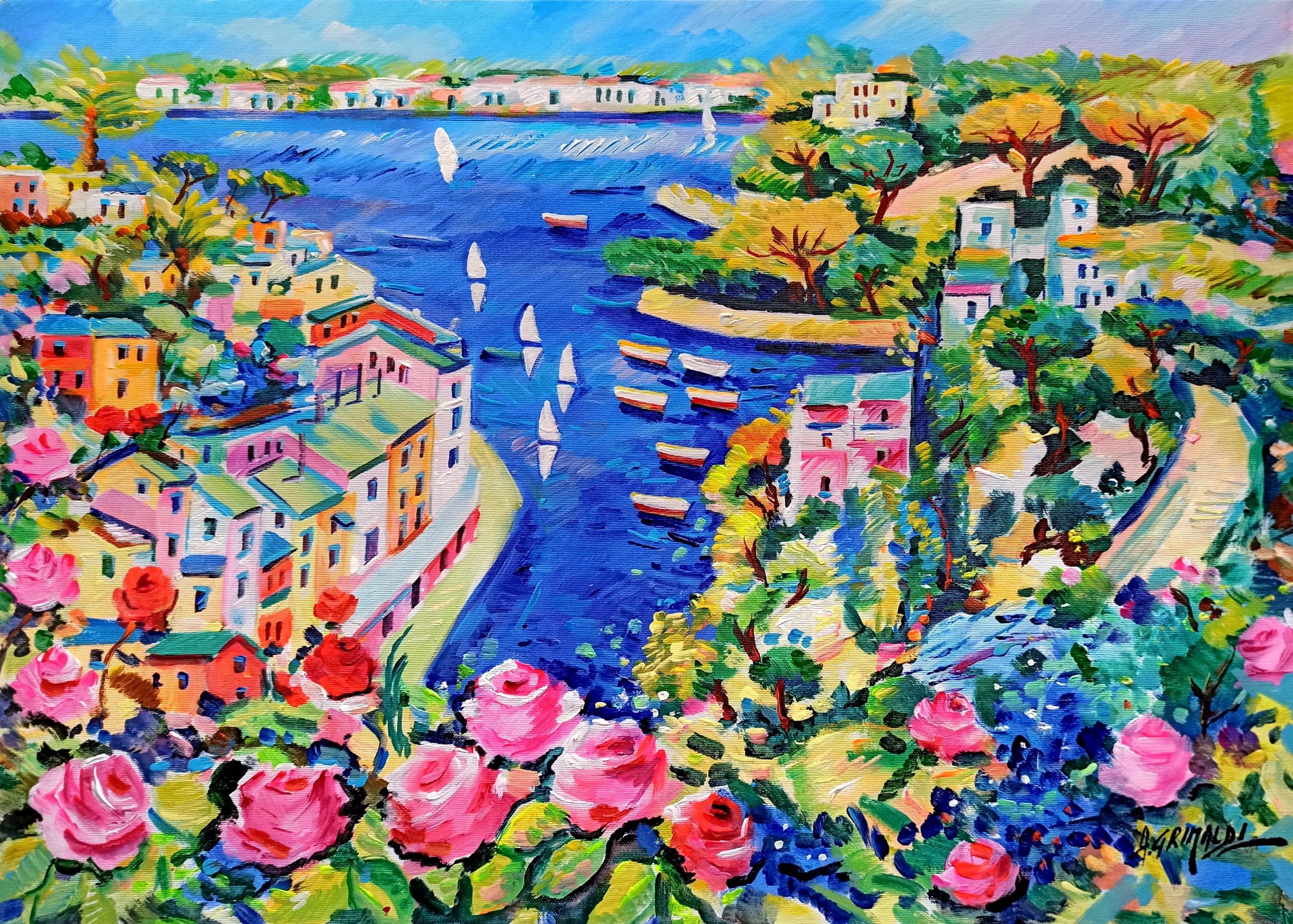 Alfredo Grimaldi, Portofino Gulf - Italy painting Alfredo Grimaldi, Portofino Gulf - Italy painting