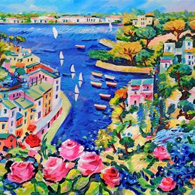 Peinture, Portofino Gulf - Italy painting, Alfredo Grimaldi
