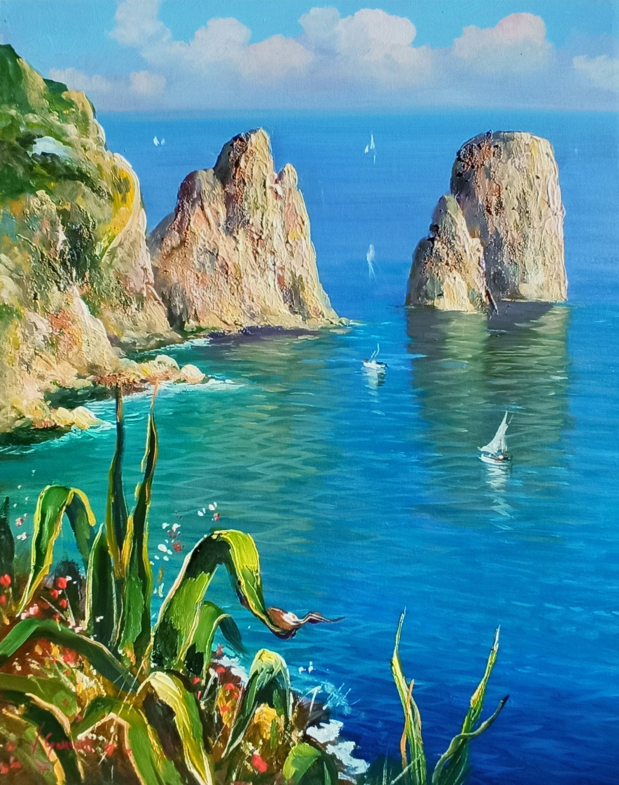 Vincenzo Somma, Capri sea stacks - Southern Italy painting Vincenzo Somma, Capri sea stacks - Southern Italy painting