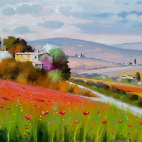 Peinture, Old Tuscan country houses - Tuscany landscape painting, Andrea Borella