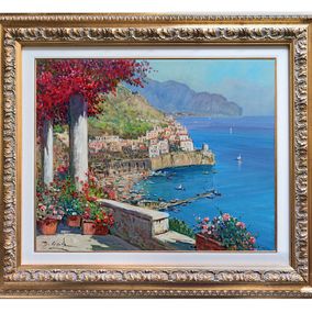 Gemälde, Flowering pointview (Horizontal version) - Amalfi seaside & frame, Gianni Di Guida