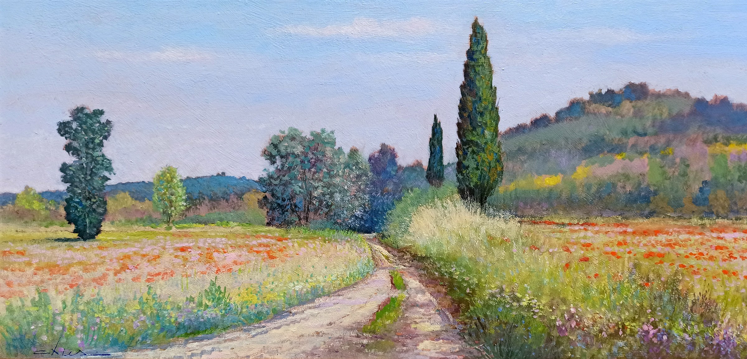 Biagio Chiesi, Little country road - Tuscany painting landscape Biagio Chiesi, Little country road - Tuscany painting landscape