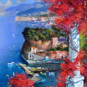 Peinture, Sorrento lookout on the gulf - Southern Italy painting, Vincenzo Somma