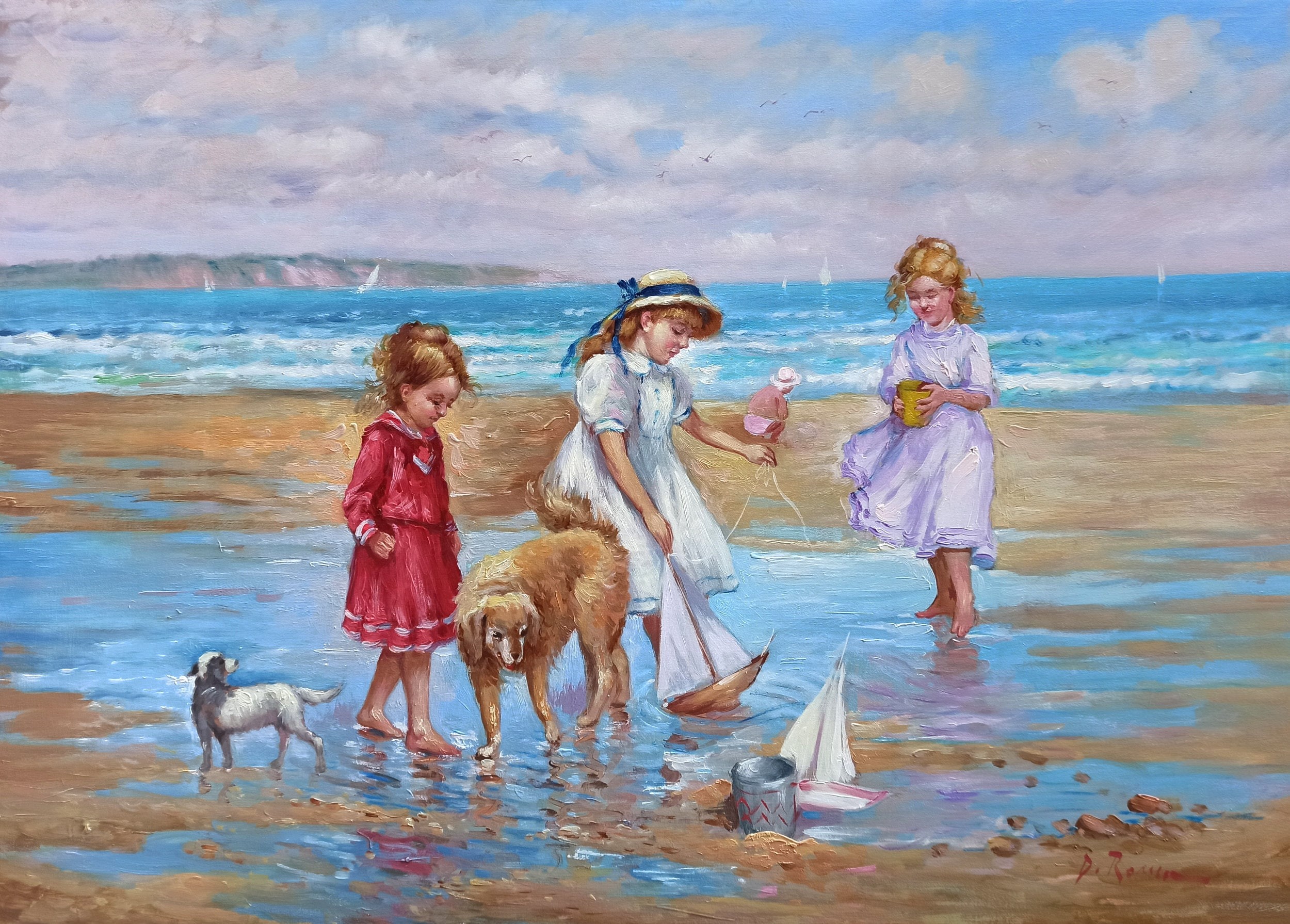 Domenico Ronca, Sea games - Italian painting Domenico Ronca, Sea games - Italian painting