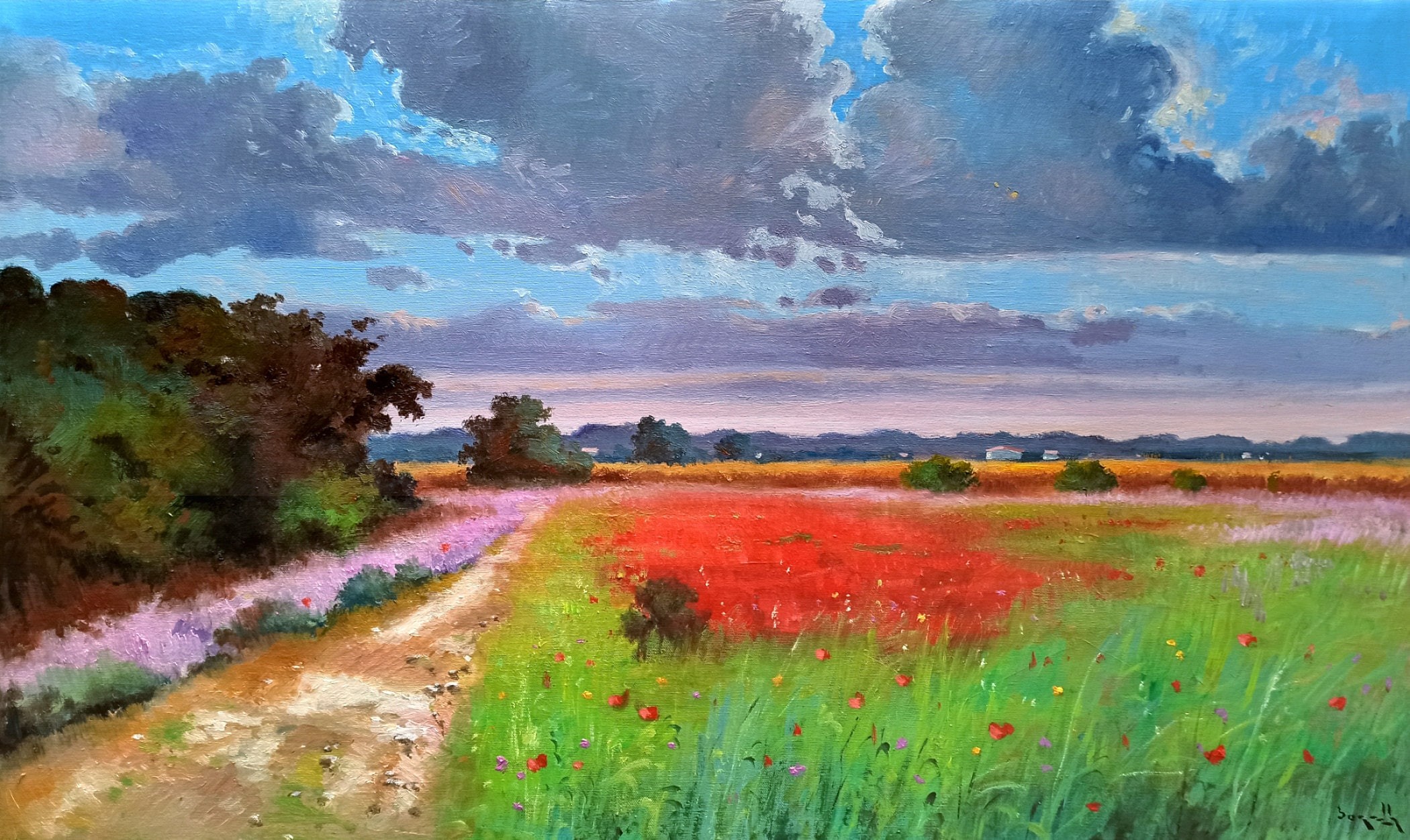 Andrea Borella, Countryside in June - Tuscany landscape painting Andrea Borella, Countryside in June - Tuscany landscape painting