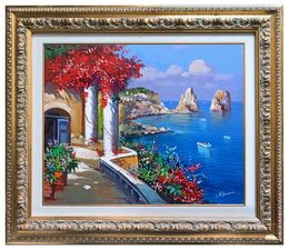 Gemälde, View of the Stacks - Capri Italy painting & frame, Vincenzo Somma