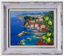 Gemälde, Fruit & flowers - Sorrento painting & frame, Vincenzo Somma