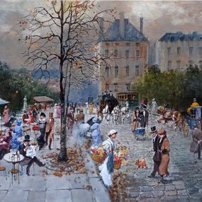 Gemälde, Autumn in Paris - France Belle Epoque painting, Francesco Tammaro