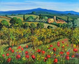 Toscana vineyard - Tuscany landscape painting, Bruno Chirici