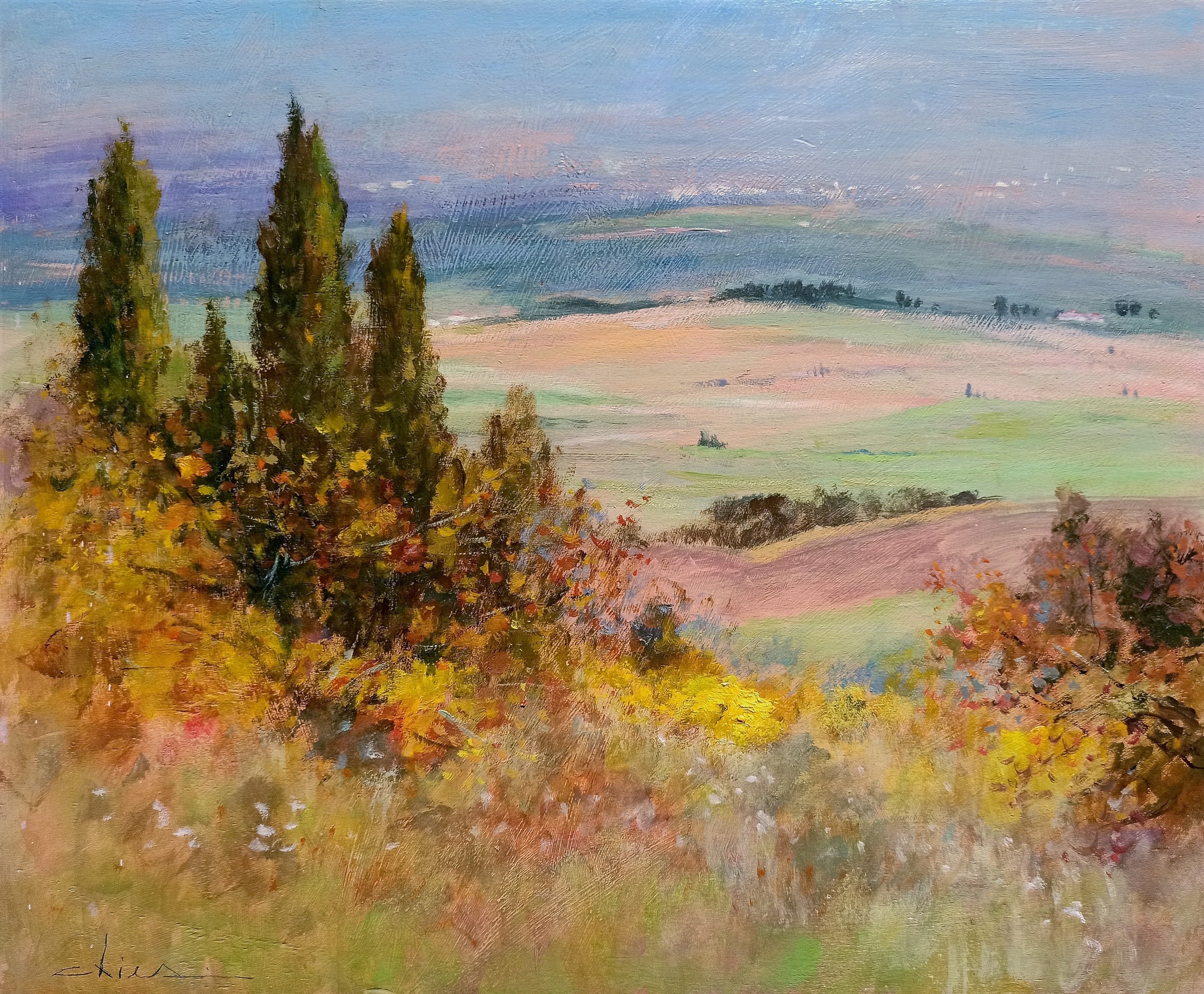 Biagio Chiesi, Autumn countryside - Tuscany painting landscape Biagio Chiesi, Autumn countryside - Tuscany painting landscape