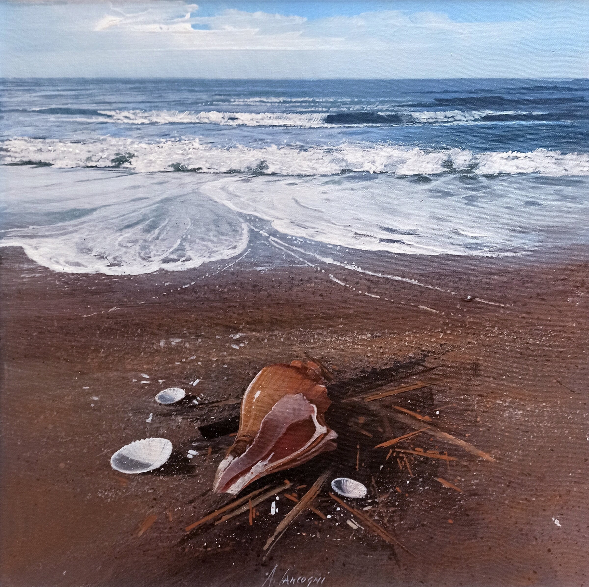 Agostino Cancogni, Sea swell - Italian painting Agostino Cancogni, Sea swell - Italian painting