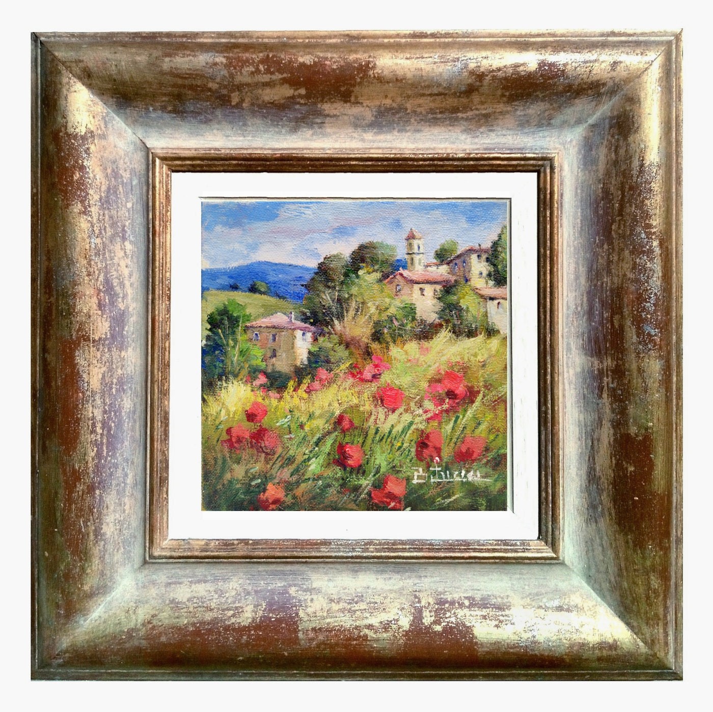 Bruno Chirici, Flowery countryside n°3 - Tuscany landscape painting Bruno Chirici, Flowery countryside n°3 - Tuscany landscape painting