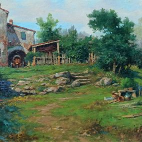 Painting, Country house in the green - Tuscany landscape, Claudio Pallini